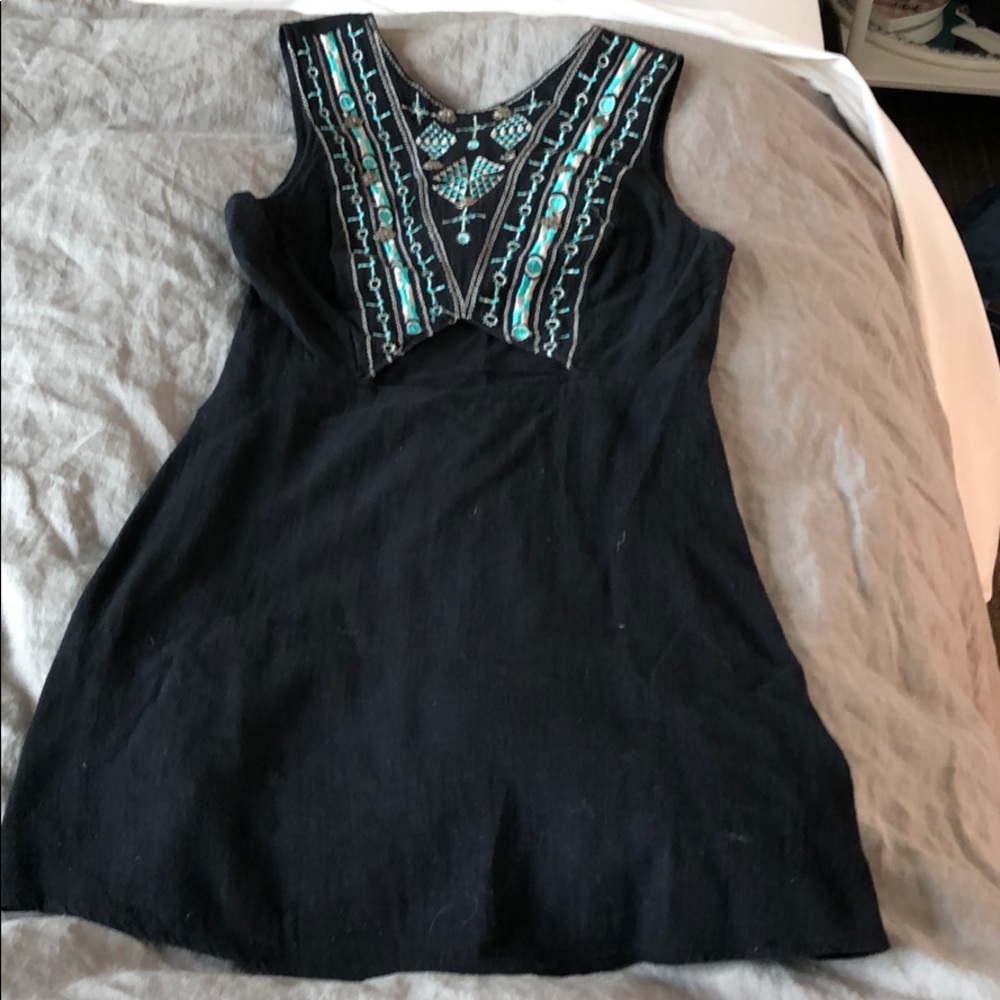 Black sundress with turquoise stitching